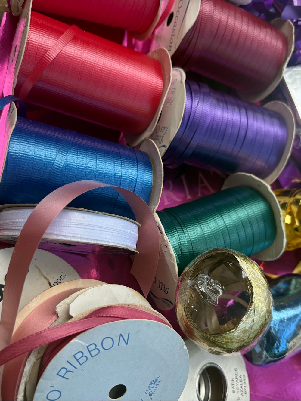 bundle of ribbon- FULL Rolls/partials/+ misc holiday items